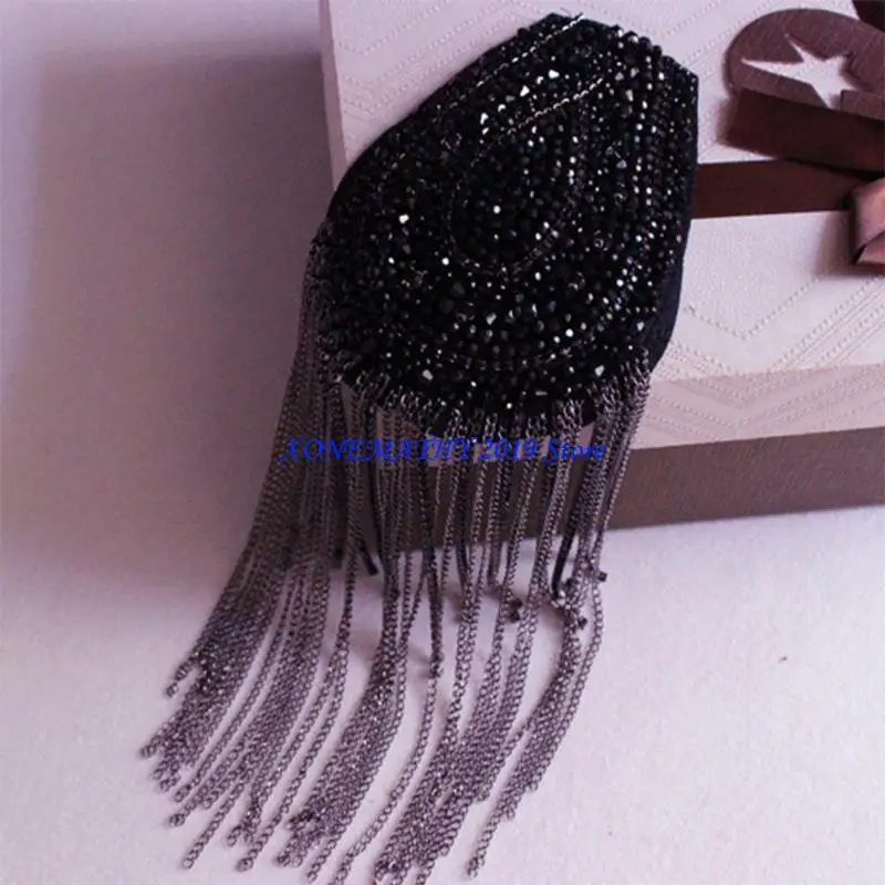 

F42F Badges ChainTassel Epaulet Shoulder Jewelry Chain Shoulder Epaulet Gothic Punk