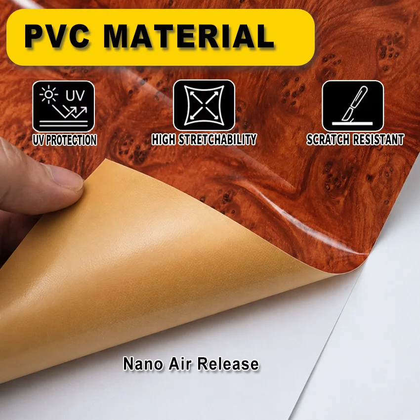 

Realistic Peach Wood Grain Car Interior Vinyl Wrap - PVC Self-Adhesive Wood Texture Sticker Decal for Dashboard Door Panel