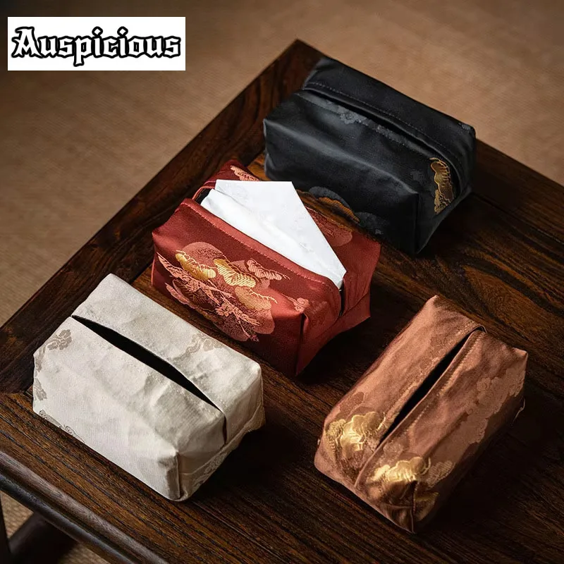 

Brocade Tissue Box Household Living Room Suction Box Simple And Creative Storage Paper Towel Cover Chinese Kung Fu Tea Ceremony