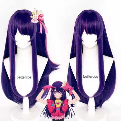 Hoshino Ai Cosplay Wig Anime Oshi No Ko 80cm Long Dark Purple Rose Pink Wig Cosplay Cosplay Wigs Heat Resistant Synthetic Wigs