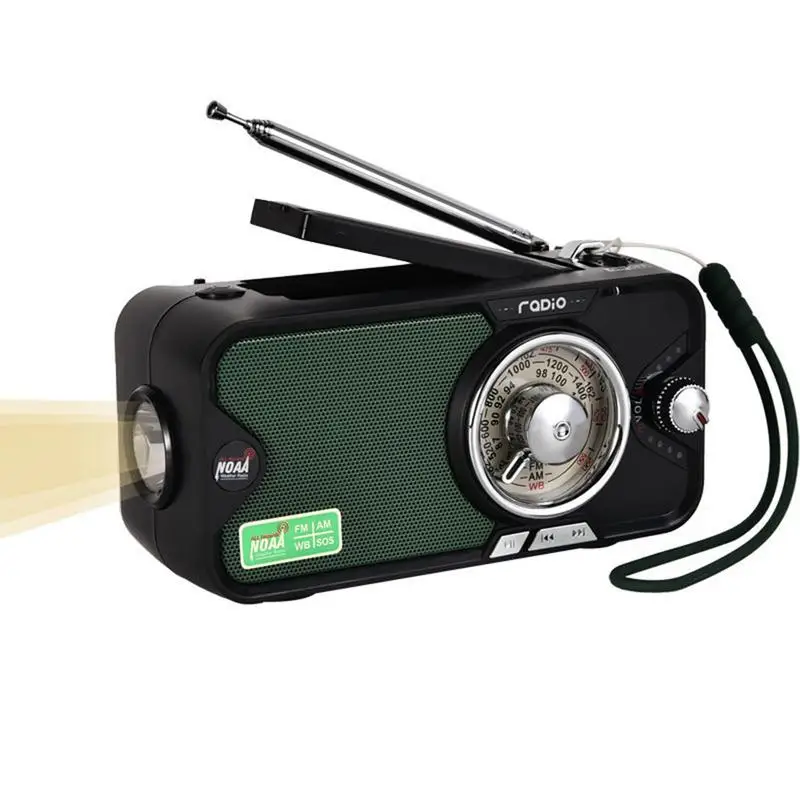 

Solar Hand Crank Radio Emergency Weather 3600mAh Power Bank Charger Flash Light Portable Survival Radio