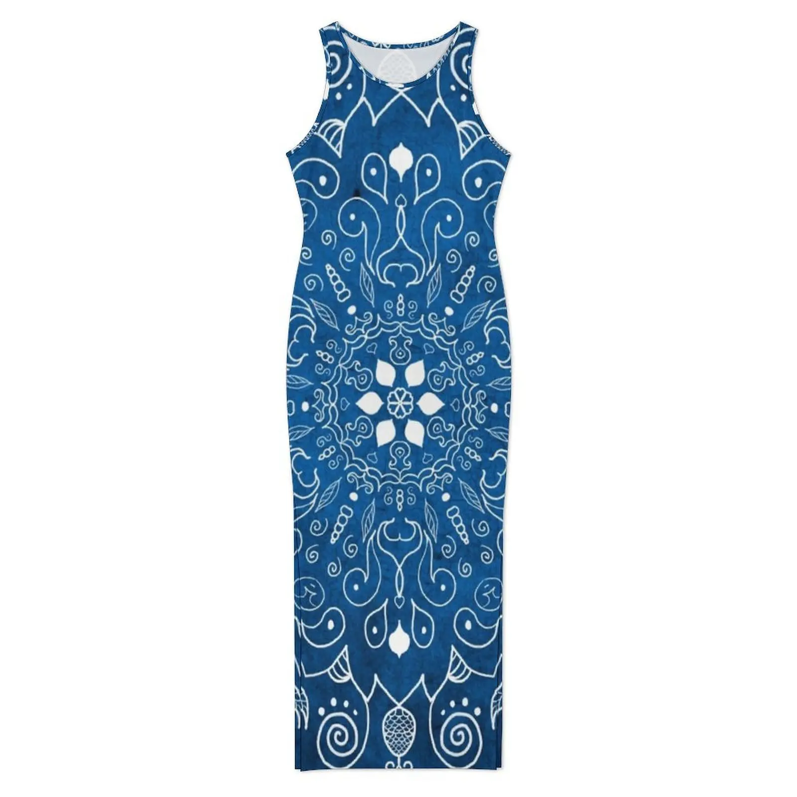 Blue Mandala Dress Sleeveless Retro Bohemia Print Y2K Fashion Maxi Dresses Vintage Bodycon Dress Lady Graphic Oversized Vestidos