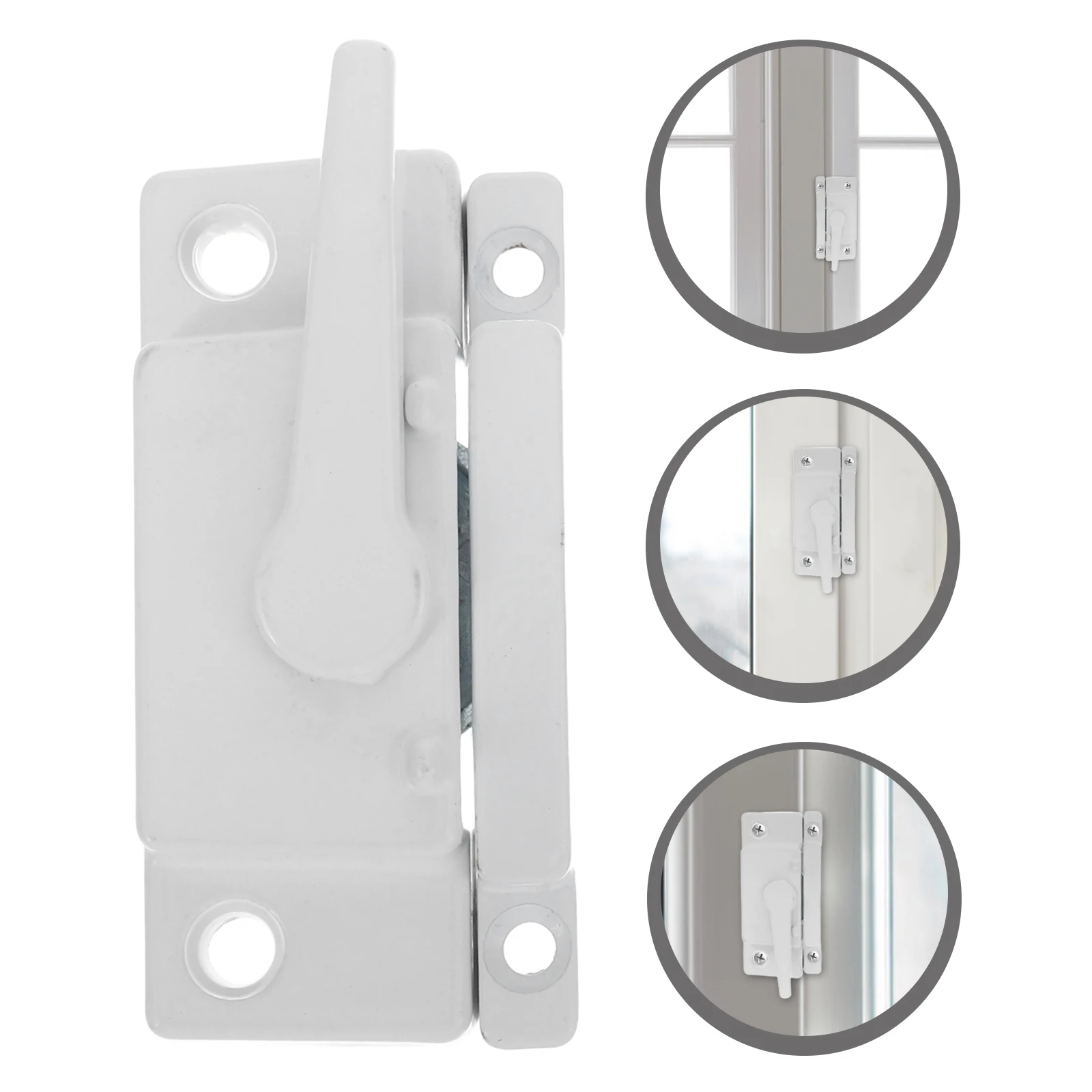 2 pares de fechaduras para janelas deslizantes, portas de aço plástico, buraco lateral branco, universal, antirroubo, faixa de pátio, trava horizontal