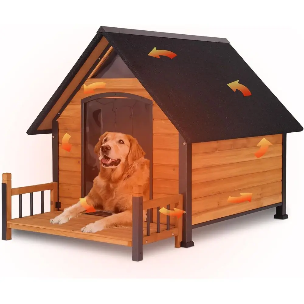 

Extra Large Insulated Dog House Outdoor Weatherproo Dog Kennel Dog Shelter with Chew-Proo ull Metal e, Openable Roo, Removable I
