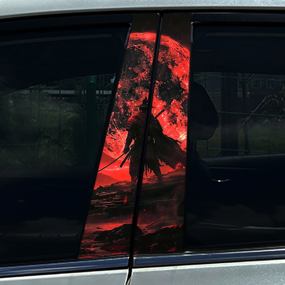 Samurai Soldier Warrior Car Stickers Auto B Pillar Waterproof Decoration Cover Scratches DIY Car Doors Pillar Decals