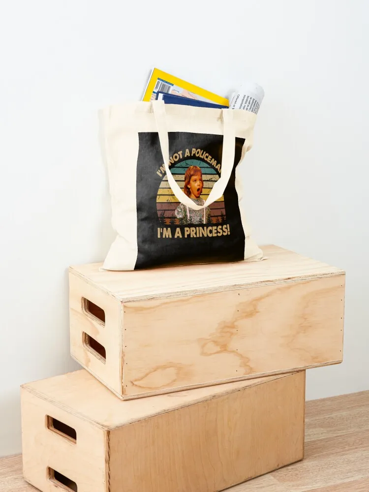 أنا لست شرطيًا، أنا أميرة أطفال ملصق حمل حقيبة تسوق حقيبة المتسوق حقيبة نسائية قماش حمل الحقائب الجمالية #4