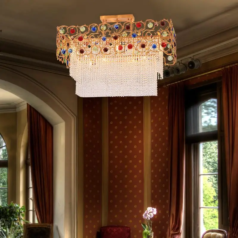 Light luxury living room dining room bedroom tea room exhibition hall clothing store all copper branches gem crystal chandelier