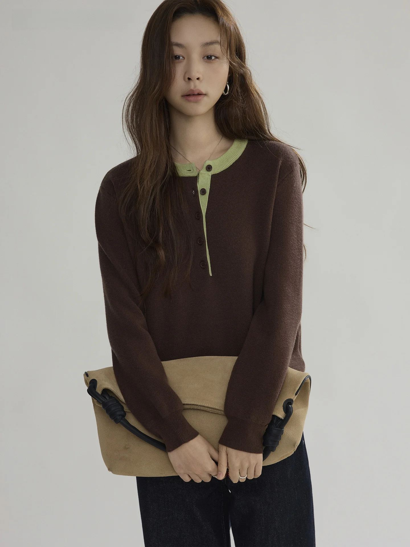 

Joli Choose Women's Casual Knitwear f Open Collar Color Blo Sweater Versatile Commute Spring Autumn Season Faionable