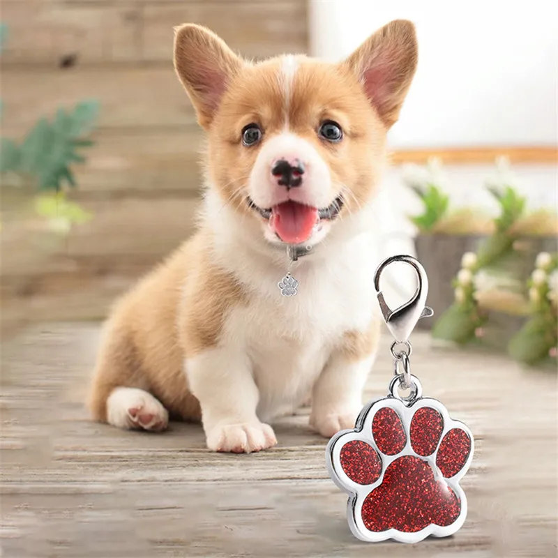 Hot Sale Metal Pet Tag Zinc Alloy Identity Card Custom Dog Brand Footprints Cat Dog Collar Accessory（not Names and Numbers)