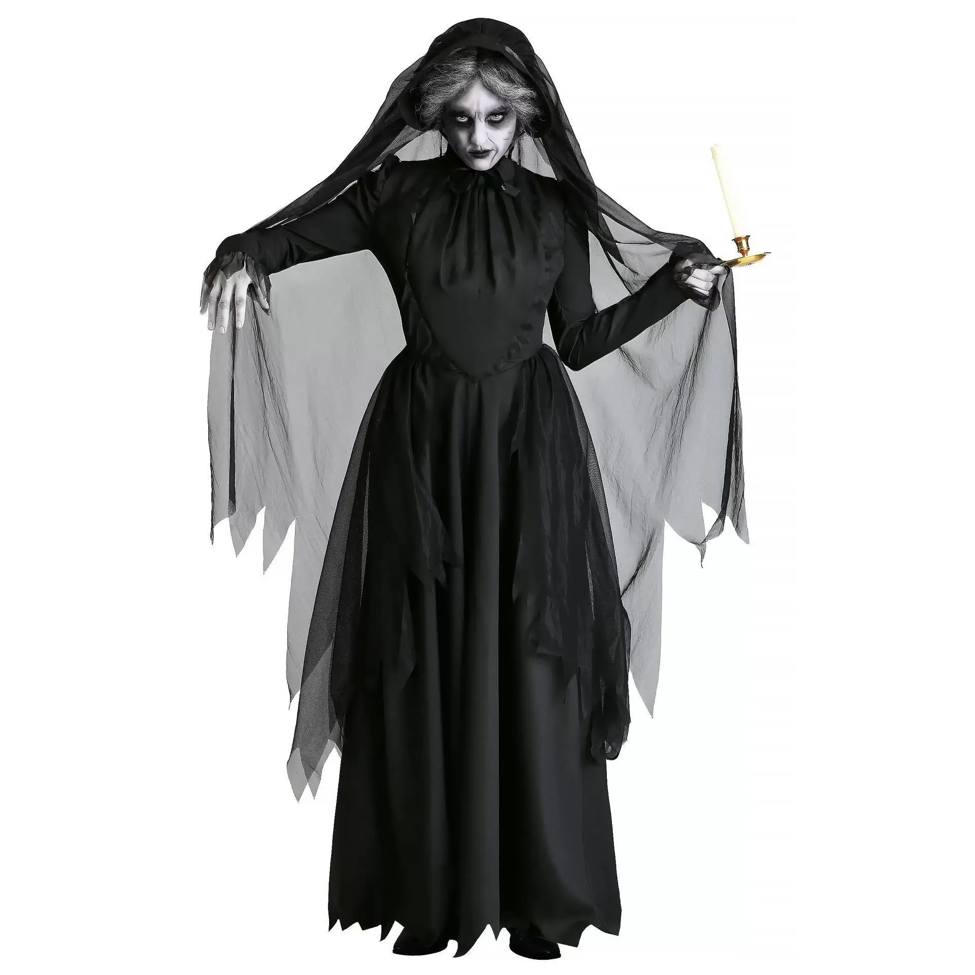 Costume d'Halloween de Haute Qualité en Gaze Noire, Tenue de Cosplay de Vampire, Jeu de Démon d'Horreur