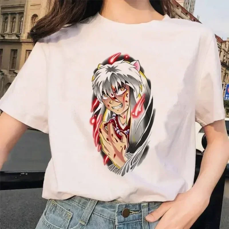 Inuyasha New Anime Printed Pattern T-shirt Women's Tshirts Fashion Printed Shirts Women Cartoon Funny Plus Size Tops cotton