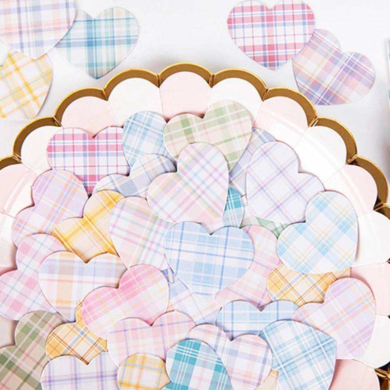 46Pieces Box stickers Decorative Dreamplaid Heart Exquisite Handmade Account Base Paper Stationery Scrapbooking stickers 4CM