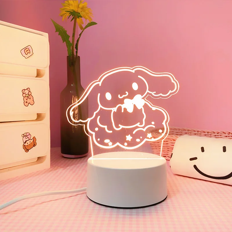 Sanrio Kuromi Anime Figures Toys Lamp Cinnamoroll Night Light Kawaii Room Decor Valentine’s Gift Grils Birthday Gift