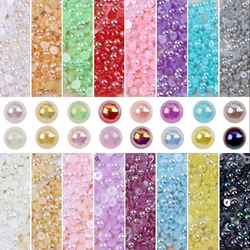 Random Mix 3-10mm AB Color Half Round ABS Beads Imitation Pearl Flatback Beads For DIY Nail Decor Jewelry Making