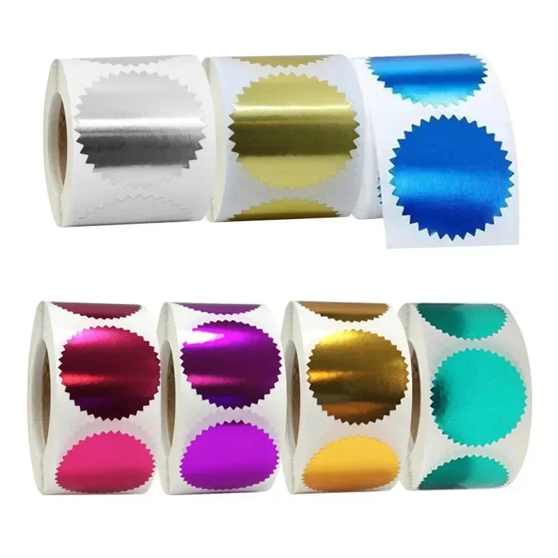 

50mm 250pcs Multi Color Self Adhesive Steel Embosser Stickers for Certification Graduation Notary Corporate Envelopes Sealing