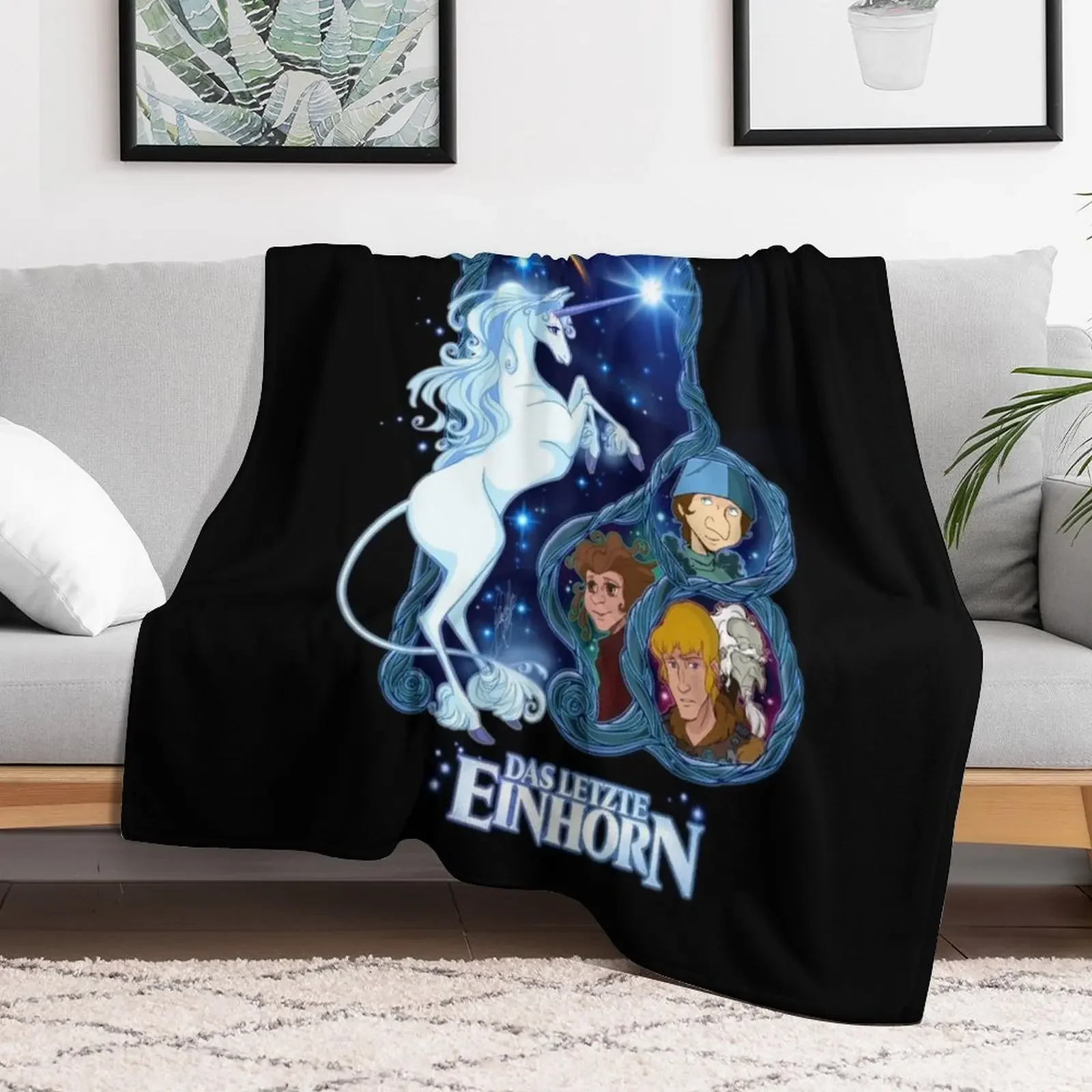 Das letzte Einhorn - German Throw Blanket manga Plaid Blankets