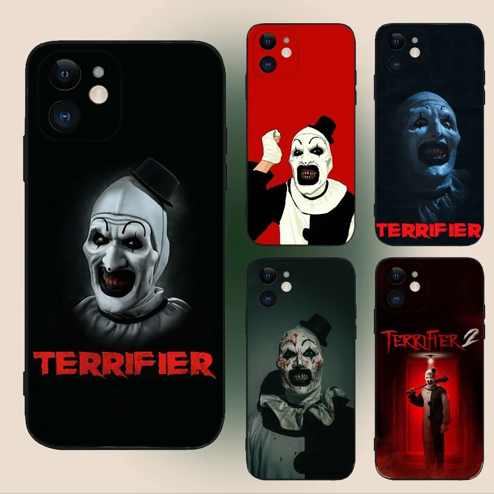 Horror Movie Terrifier Phone Case For iPhone 15,14,13,12,11,Plus,Pro Max,XS,X,XR,SE,Mini,8,7 Soft Silicone Black Cover