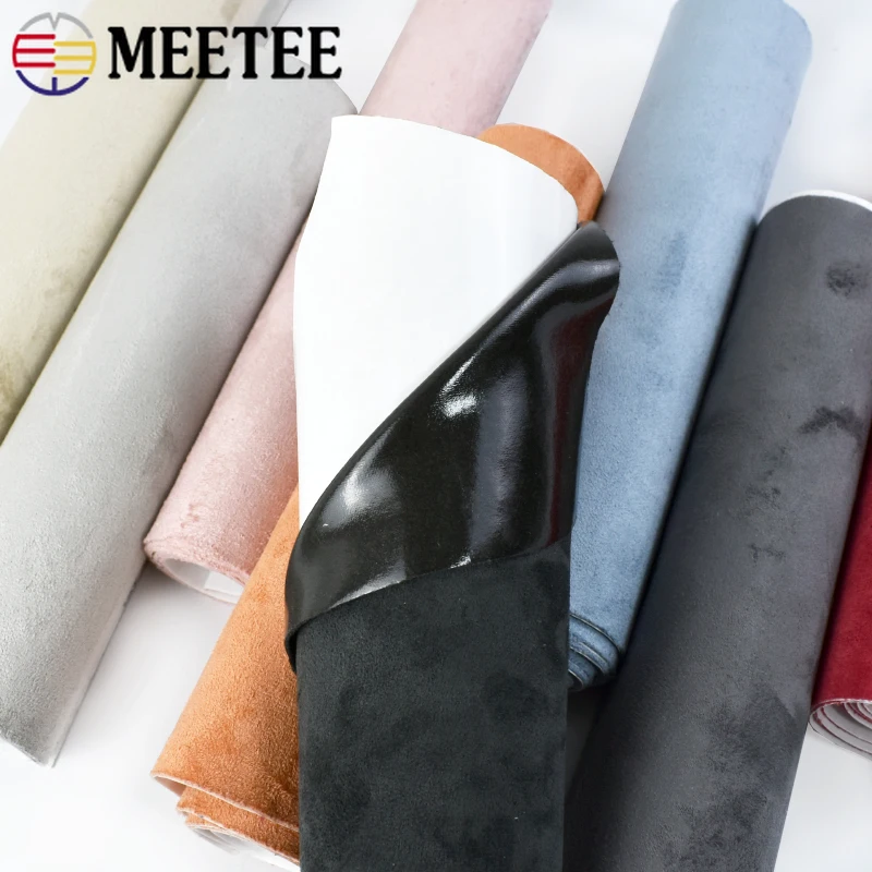 Meetee 50*149cm 0.8mmThick Suede Self-adhesive Fabric Adhesive Synthetic Leather Cloth for Car Interior Dooration Velvet Fabrics