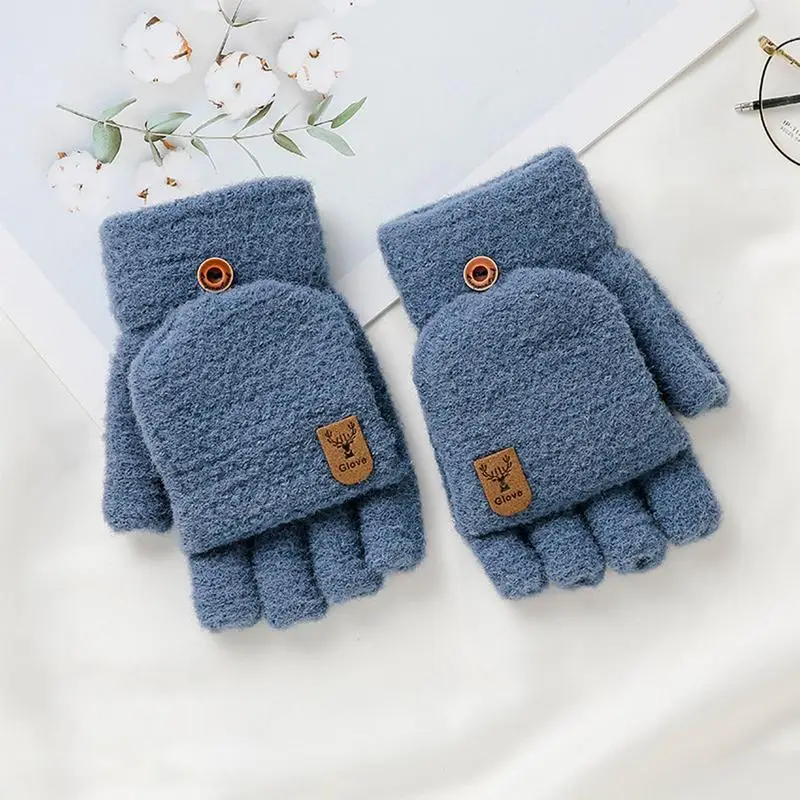 Fingerless Gloves Kids | Winter Stretchy Knit Gloves Convertible Fingerless Gloves | Half Finger Gloves for Boys 2-15 Years