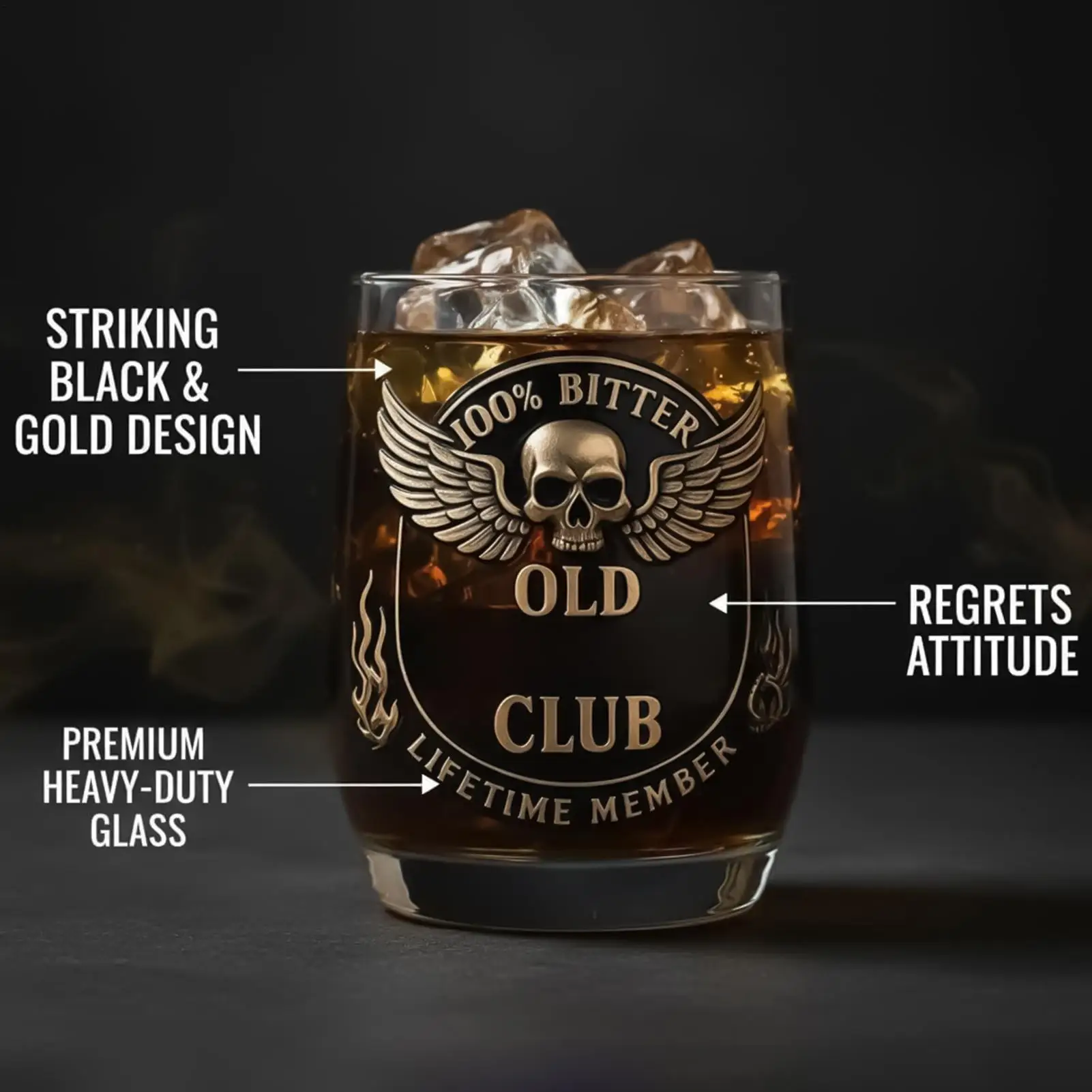 

Whiskey Glasses For Men Skull Wings Theme Thick Gothic Cup Gothic Whiskey Glasses For Men Women Family Bourbon Cocktails