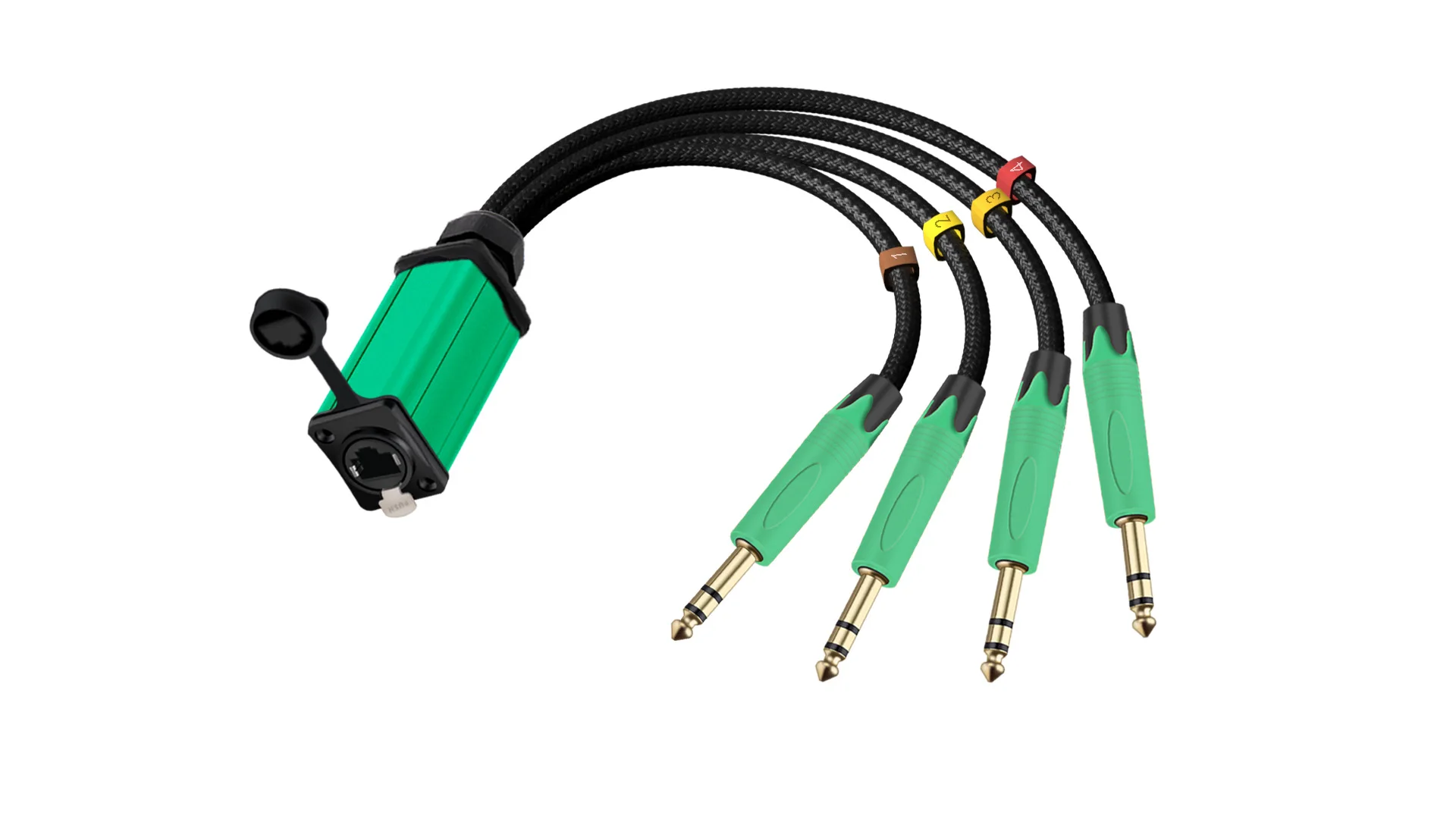 Netzwerkkonverter RJ45 CAT5/6 mit Abschirmung zu 4-Kanal 6,35/6,5mm TRS-Stecker Multi-Netzwerk-Empfängerkabel für Lautsprecher, Verstärker, Mischpult – Detail 6