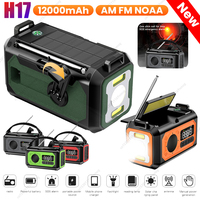 12000mAh Emergency Radio Flashlight Solar Hand Crank AM/FM/NOAA Weather Radio Reading Lamp SOS Alarm for Outdoor Camping