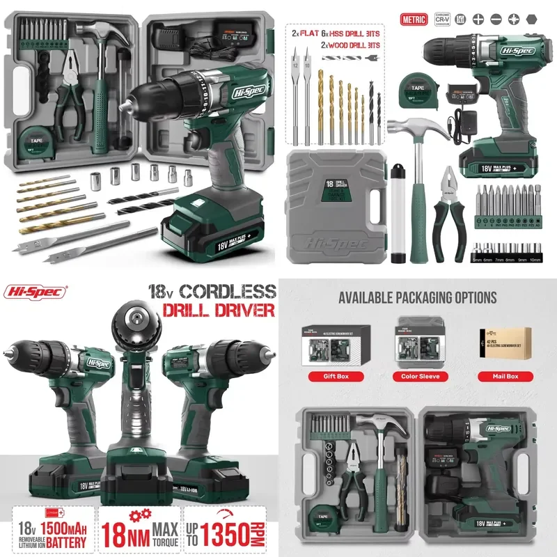 【CHIMU HOME】 18V Cordless Drill Driver Set 33-Piece with High Carbon Steel Bits for Home Improvement and DIY Projects