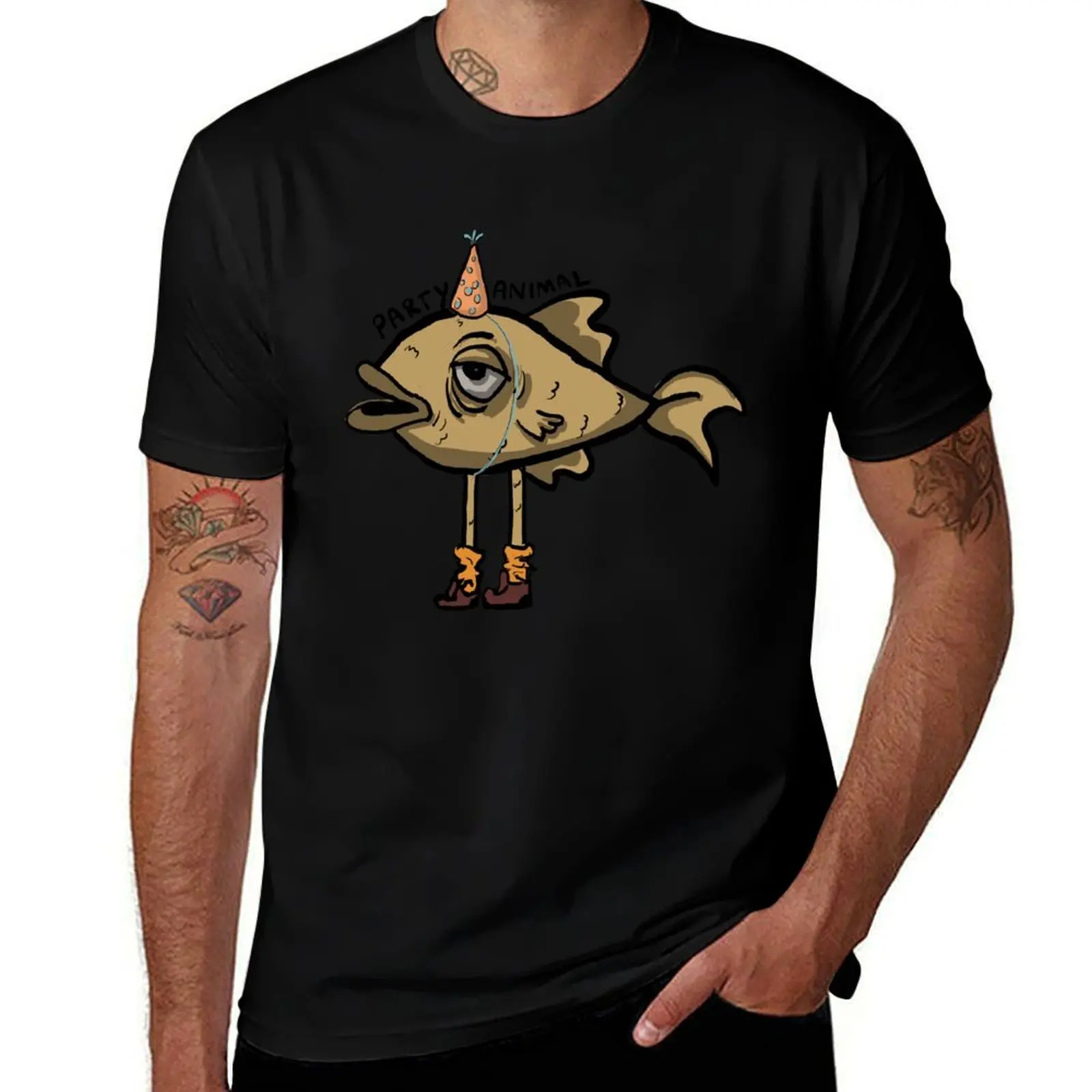 

party animal fish T-Shirt croswit shirt man animal prinfor boys baggy shirts quick-drying mens t shirts top quality