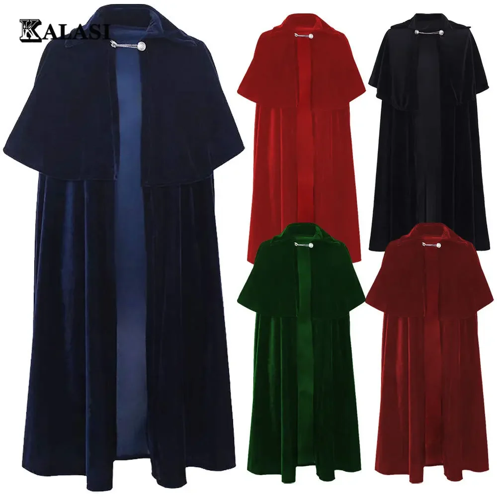 

Renaissance Warrior King Medieval Cloak Retro Gothic Knight Stage Ghost Devil Wizard Vampire Costume Cosplay Priest Trench Cape