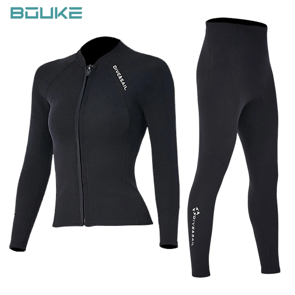 

2 мм мужской и женский гидрокостюм премиум-класса, брюки для дайвинга, куртка с разрезом, брюки, неопреновый купальник, сохраняющий тепло, черный