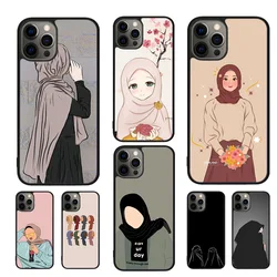 Islamic Muslim Hijabi Girls Phone Case For iPhone 16 15 14 11 12 13 mini Pro  XR XS MAX Plus coque Cover Shell