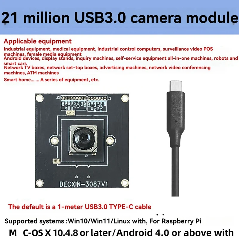 21MP IMX230 HD Industrial Camera 5344X4016 80 Degree Autofocus USB3.0 Camera AF Module Driver-Free Camera Module-ABFT