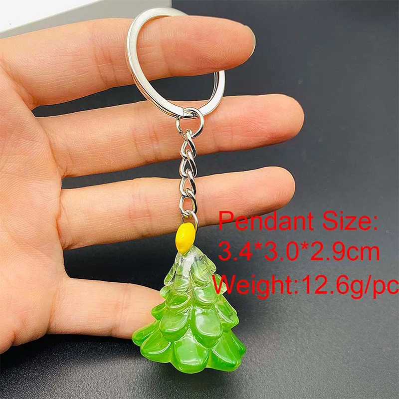 Resin Christmas Keychain Creative Christmas Tree Snowman Keyring For Women Men Handbag Pendants DIY Festival Gifts