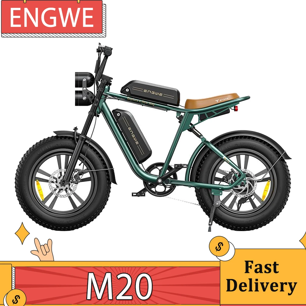 ENGWE M20 Electric Bike 20*4.0'' Fat Tires 750W Brushless Motor 45km/h Max Speed 48V 13Ah Battery 75km Range Electric Bicycle