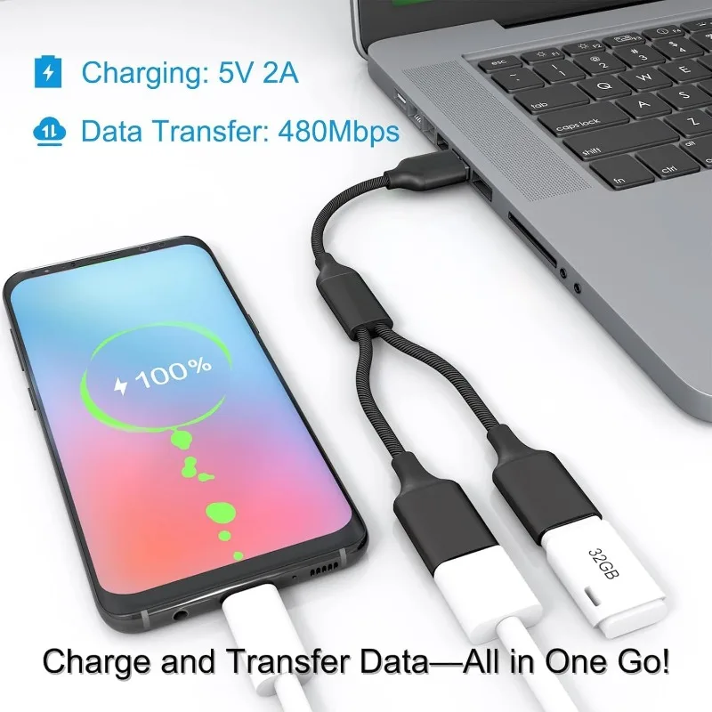 28cm USB Splitter Cable USB Male to 3/2 USB 2.0 Female Extension Cord USB Port Hub Data Power Split Adapter for Charging/Laptop