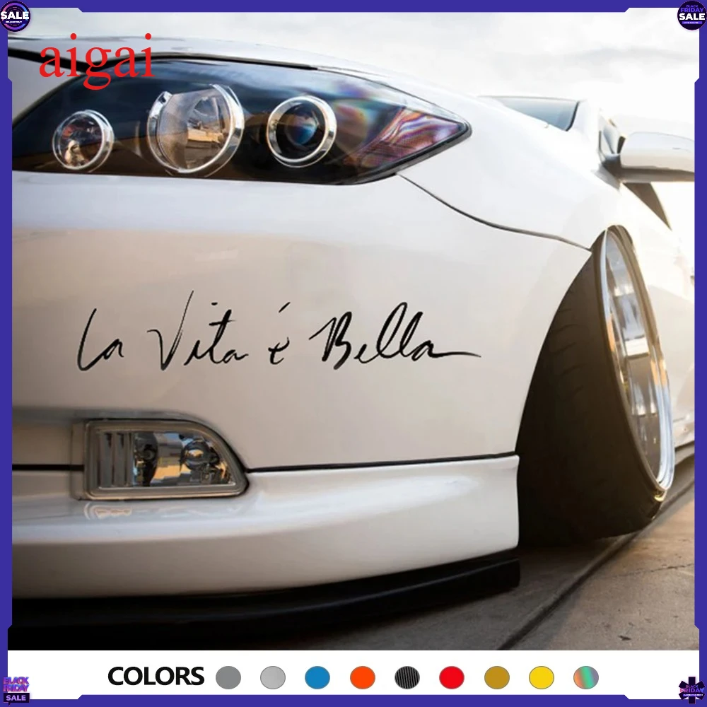 Various Sizes Car Stickers La Vita E Bella Letters Decals Vinyl Decals Fashion Creative Car Full Body Head Styling Stickers