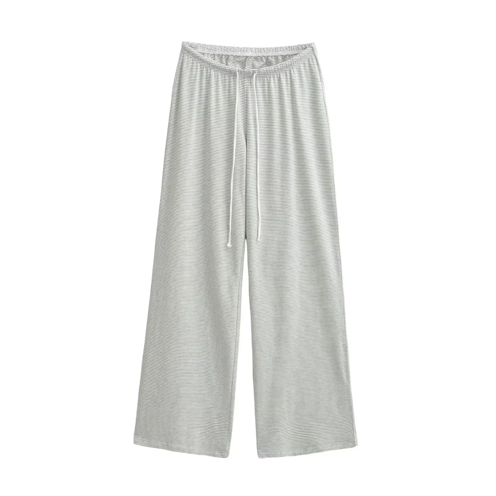 Laid-back Loose Women's Wide Leg Pants Drawstring Drapey Elastic Waist Casual Long Trousers Comfortable Loose Slimming Effect