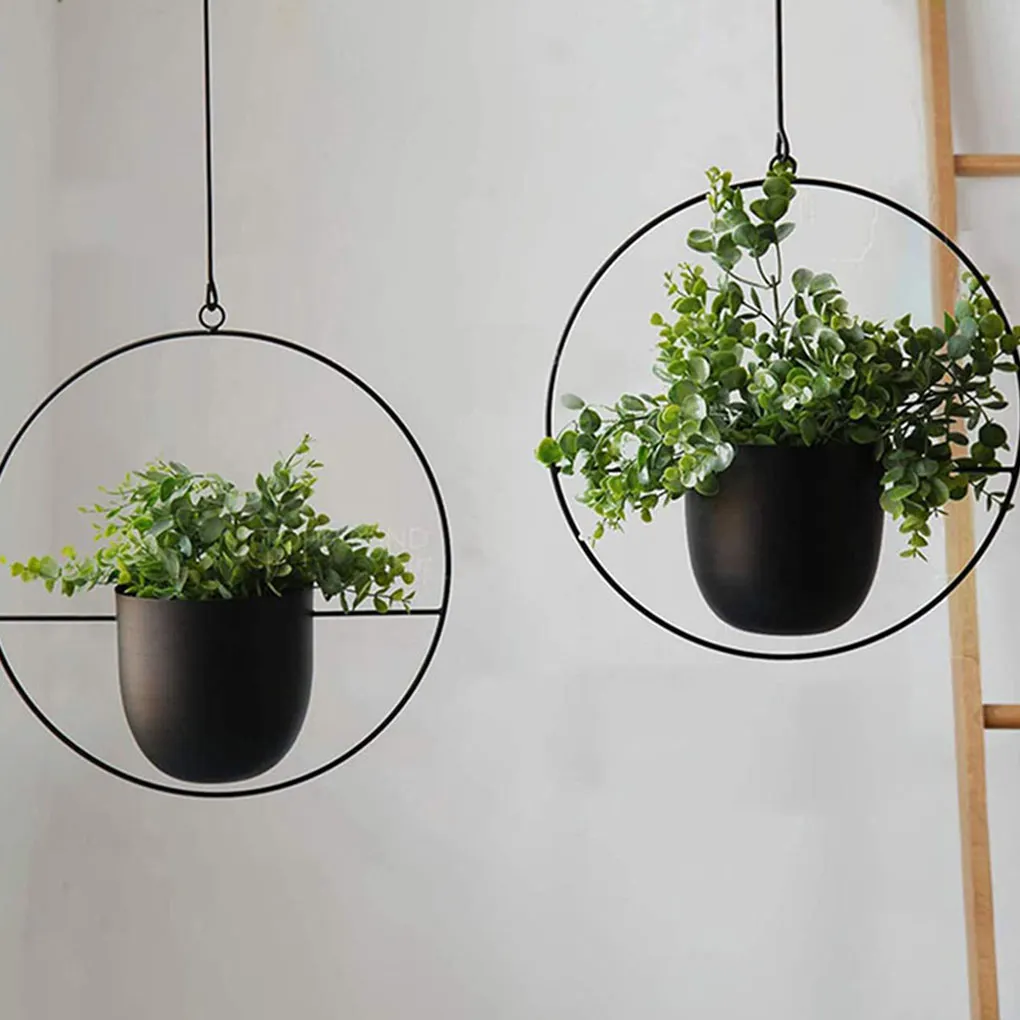 Nordic Metal Hanging Chain Flower Basket Plant Hanging Planter Garden Pot Flower Vase Holder Home Balcony Decoration