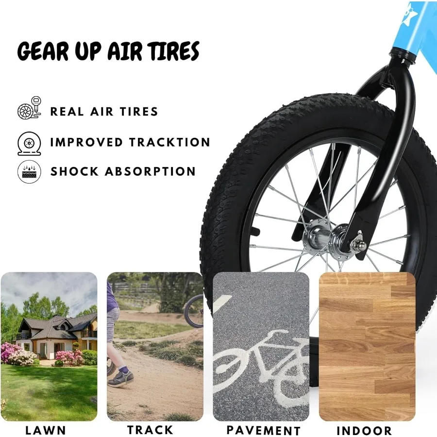 14 Inch Balance Bike for 3-6 Year Old No Pedals Air Rubber Tires Adjustable Height Pedalless Bicycle for Boys Girls Green