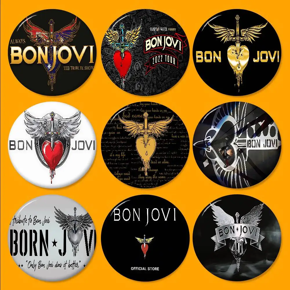 B-BonS j-jovi 32/44/58mm Pin redondo hecho a mano broches divertidos a presión para mochila accesorios de ropa insignia decoración de sombrero