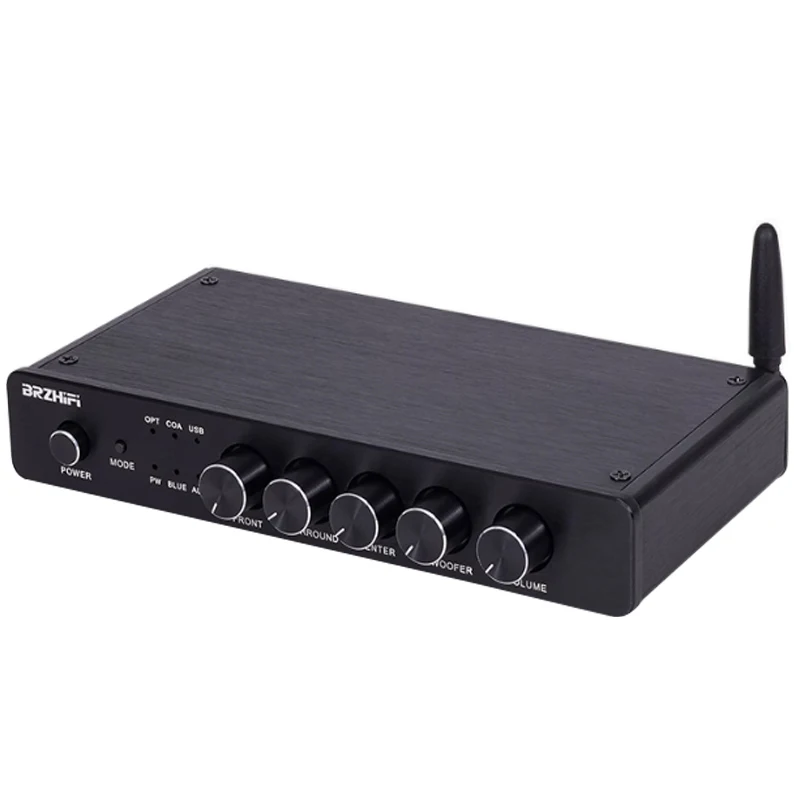 HiFi 5.1 Channel Front Effect Audio Decoder Coaxial Fiber AUX USB Bluetooth Input With Volume Adjustment DC12V