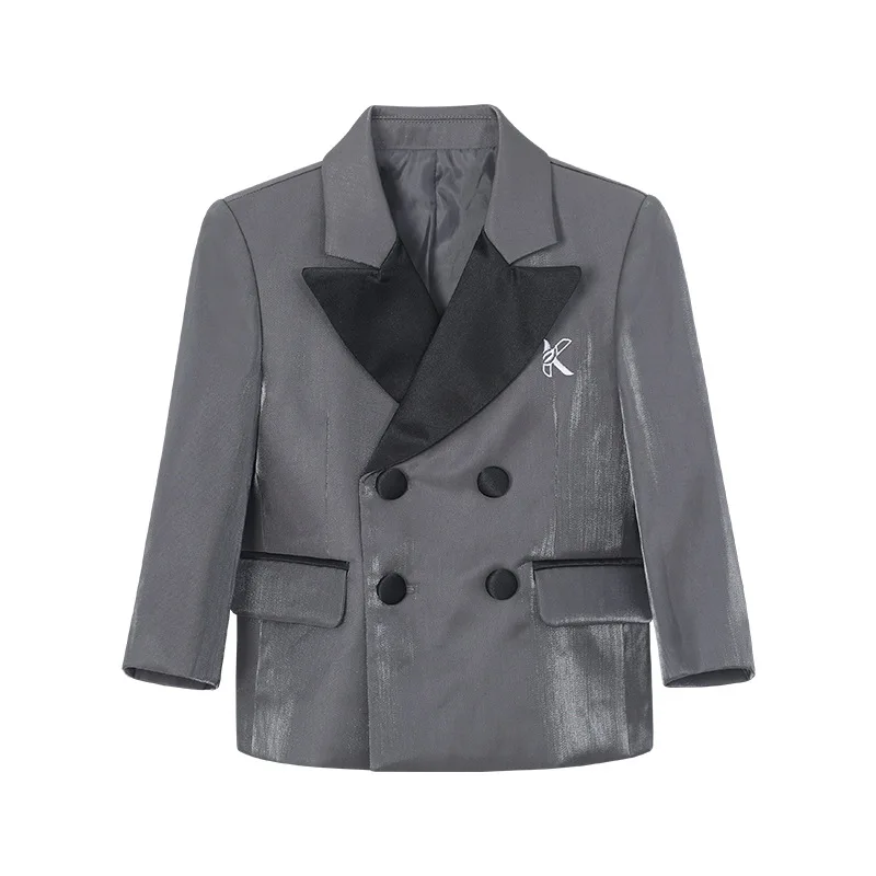 

Boys Double Breasted Shawl Lapel Blazer Formal Tuxedo Jacket for Kids Toddlers Children Wedding Ring Bearer Pageant Performance