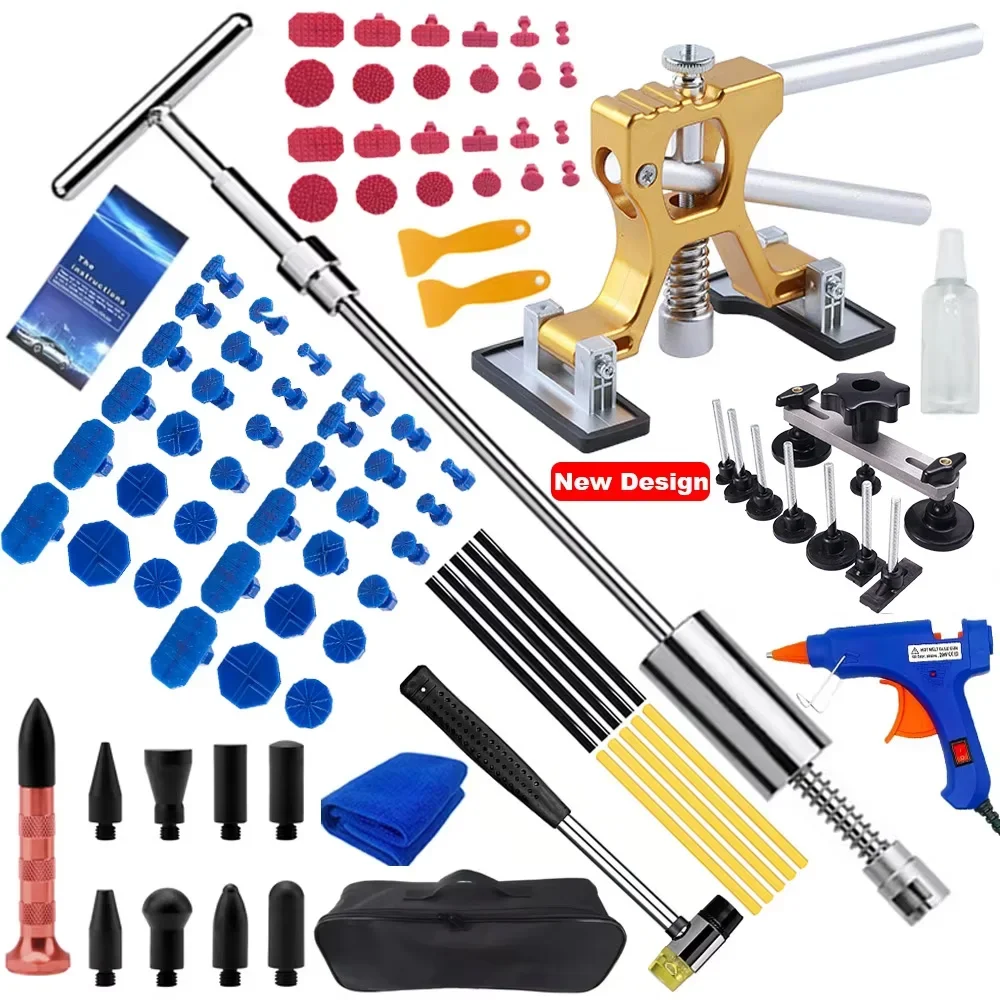 

Car Dent Repair Sheet Metal Tools Auto Adjustable Width + T Dent Puller Slide Hammer Reverse Hammer Glue Kit car accessories