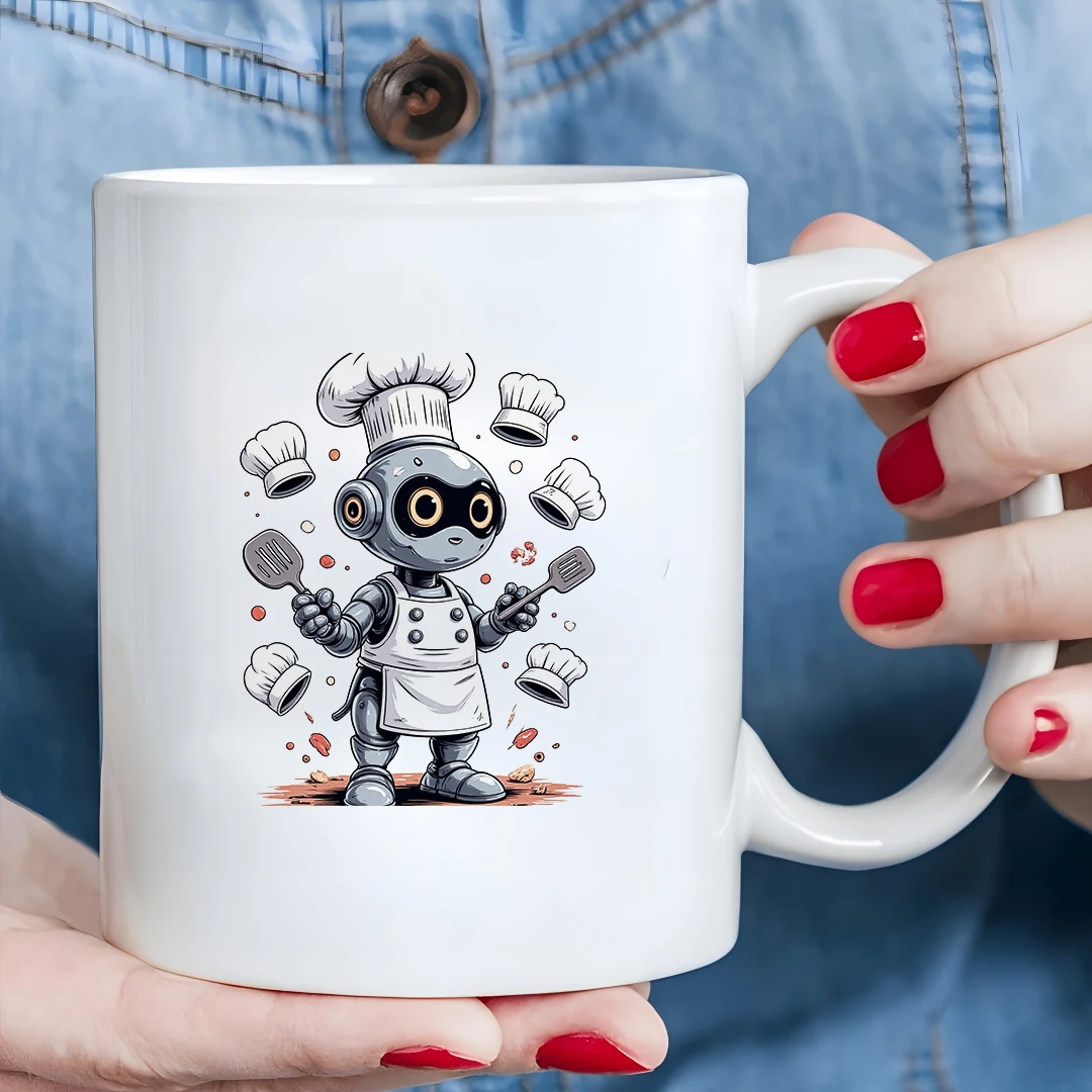 

Cartoon Robot Chef 11OZ Kids Cold & Hot Drink Cup Christmas Gift Essential Home Cup