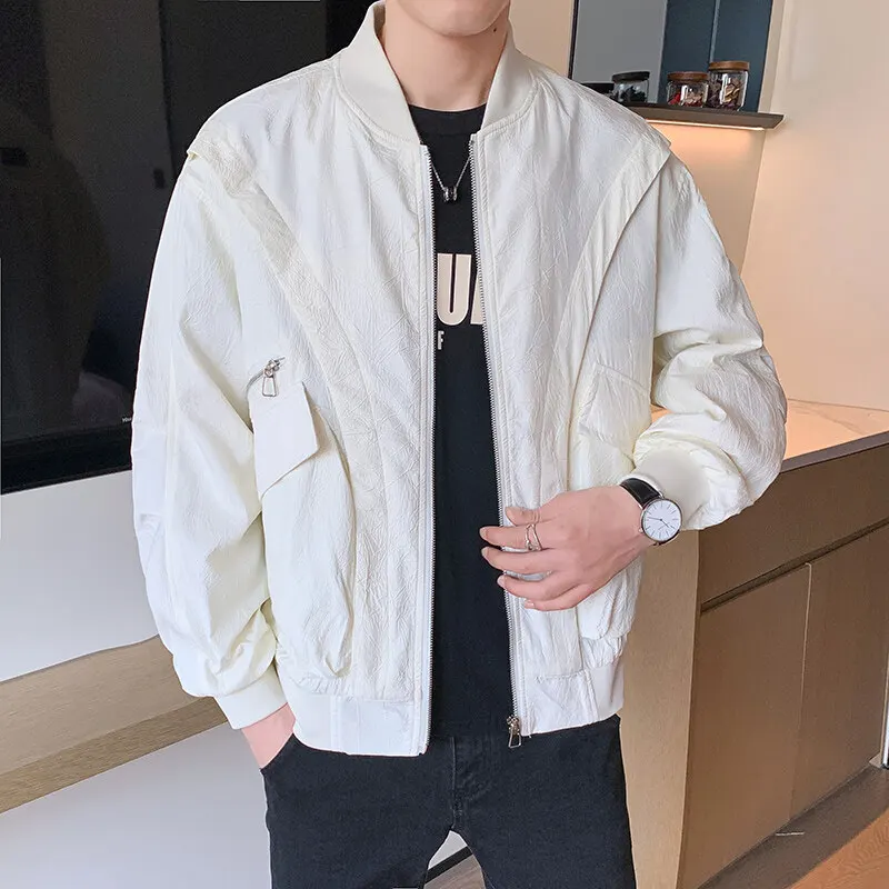 

Высококачественные мужские твердые повседневные куртки Новые 2025 весна осень уличная одежда тонкий подход патчерковые пальта молодежь на открытом воздухе топы одежда