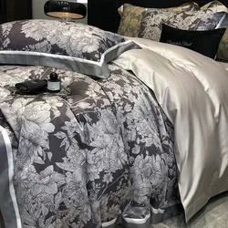 Premium 1000TC Flowers Leaves Soft Long Staple Cotton Bedding Comforter Cover with Zipper Ties Ultra Soft Bed Sheet Pillowcases