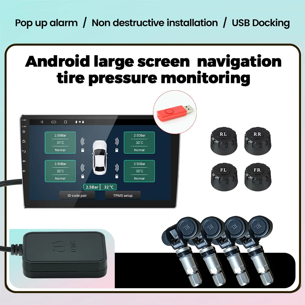 IPX7 Deep Waterproof For Universal Android Iarge Screen Navigation Tire Pressure Monitoring TPMS Car Tire Pressure Detector