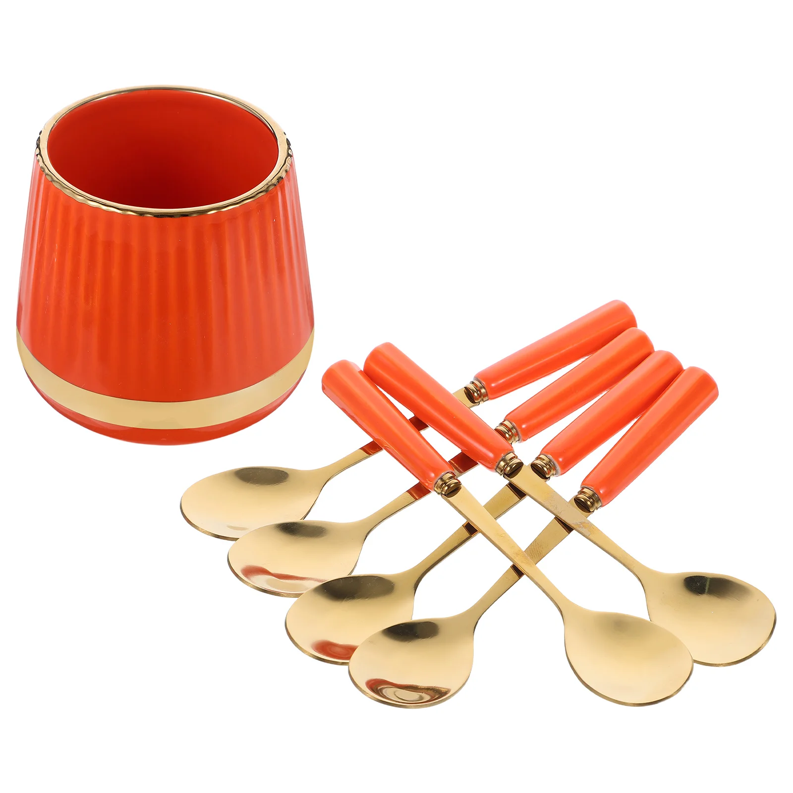 

7Pcs Premium Coffee Spoons in Gold Stainless Steel Includes Mini Espresso Taster Spoons with Storage Jar Ideal for Dessert Fruit