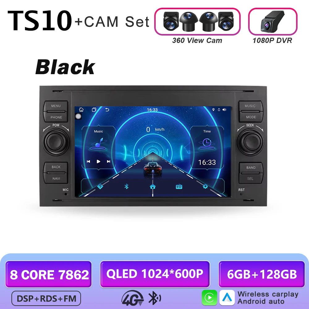 Android autoradio AUTO Carplay voor FORD C-Max Connect Fiesta Fusion Galaxy Kuga Mondeo S-Max Transit Focus GPS multimediaspeler