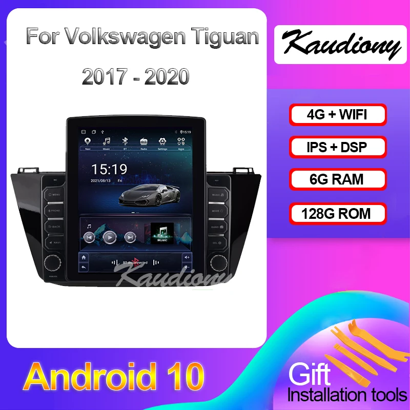 Kaudiony Tesla Style Android 11 For VW Volkswagen Touran Car DVD Player Auto Radio GPS Navigation Stereo 4G WIFI DSP 2016-2020